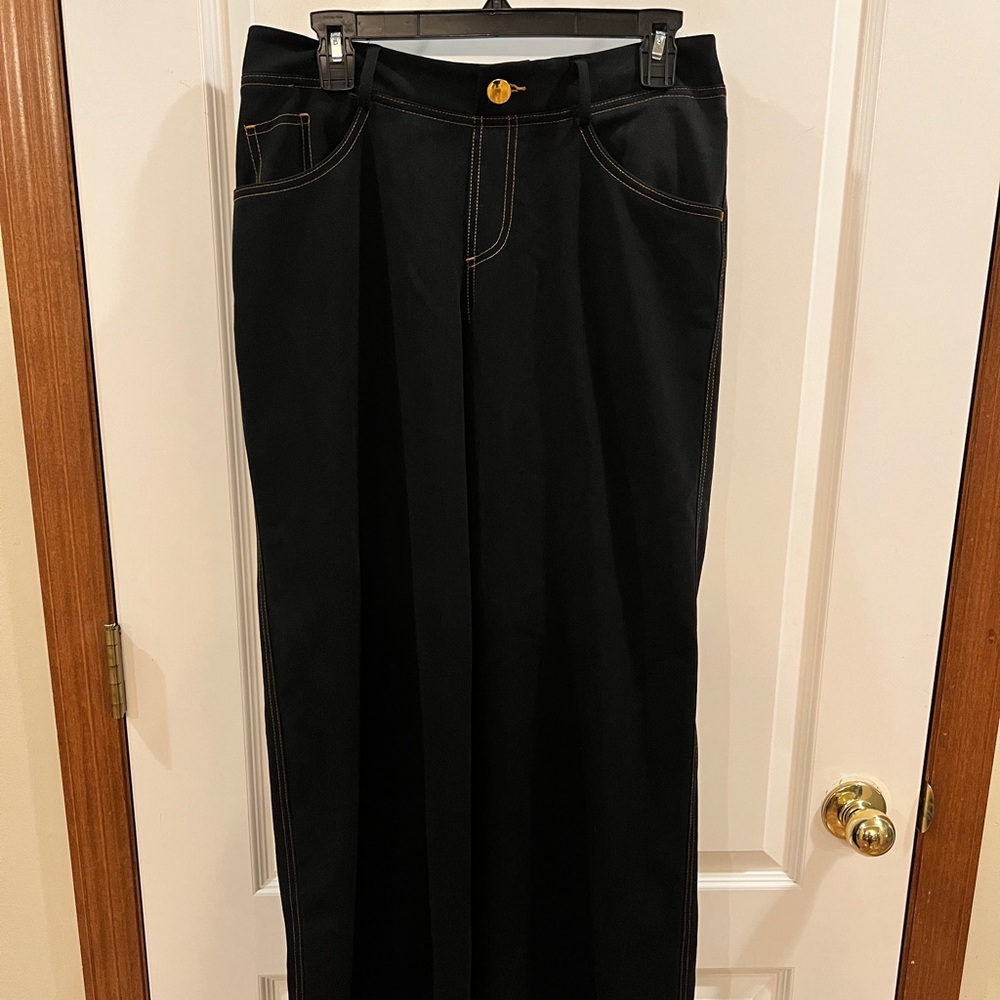Iman Ladies Medium Super Wide Leg Trendy Dark Stretch Jeans- Like NEW!